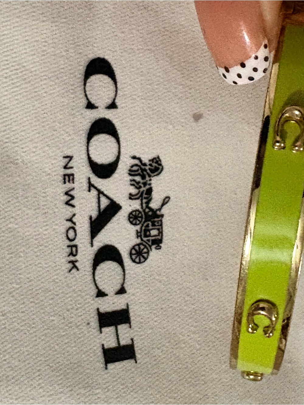 Coach Lime Green Leather Bracelet with Gold Hardware